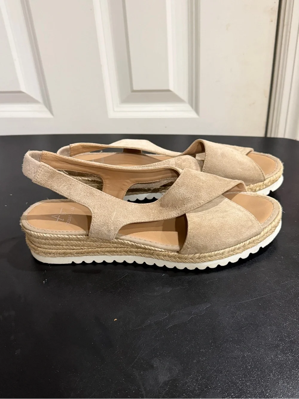 Women's Beige Suede Slingback Espadrille Sandals size 8 made in Spain